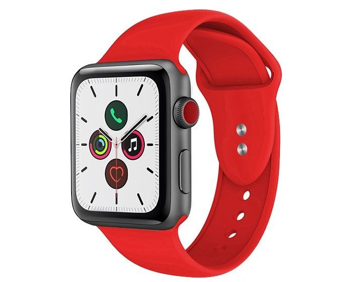 Crong Liquid Premium Strap (CRG-44LQB-RED) Red - Λουράκι Σιλικόνης για Apple Watch 42/44/45mm (1/2/3/4/5/6/7/SE)
