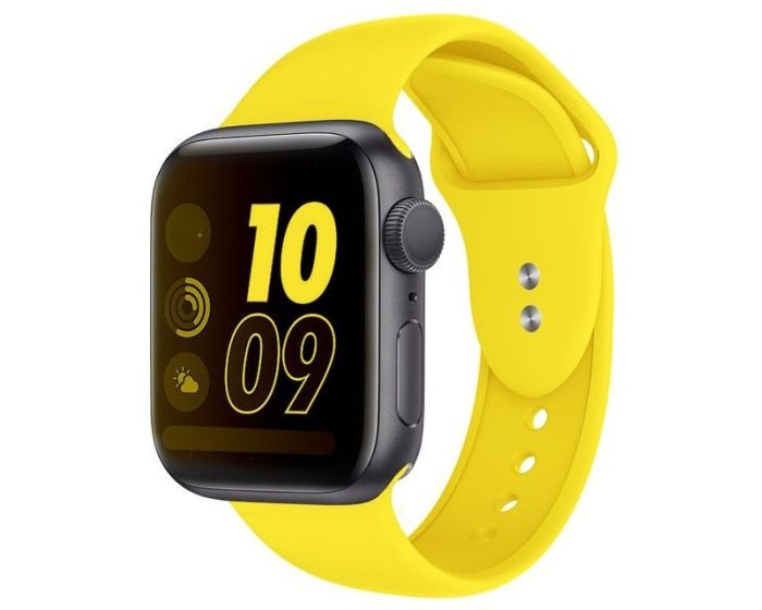Crong Liquid Premium Strap (CRG-40LQB-YEL) Yellow - Λουράκι Σιλικόνης για Apple Watch 38/40/41mm (1/2/3/4/5/6/7/SE)