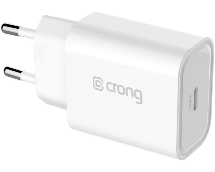 Crong Charger Type-C 20W (CRG-TUSBC20-WHI) Ταχυφορτιστής Ταξιδιού - White