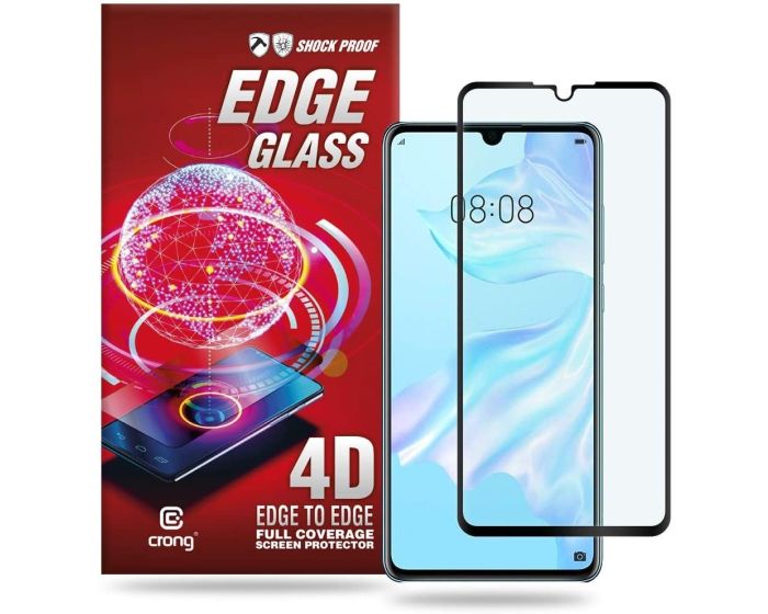 Crong Edge Full Glue Full Face Black (CRG-GLEDGE-HP30) Αντιχαρακτικό Γυαλί 9H Tempered Glass (Huawei P30)