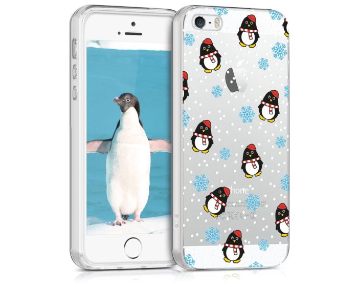 KWmobile Slim Fit Gel Case Penguin Winter (38295.09) Θήκη Σιλικόνης (iPhone 5 / 5s / SE)