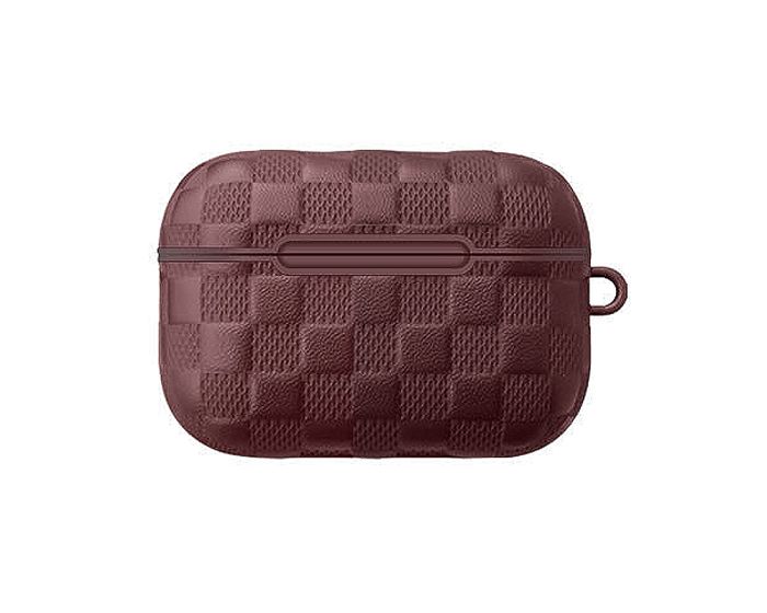 Devia Woven Pattern PU Leather Case Θήκη Μεταφοράς για τα Apple AirPods Pro - Brown