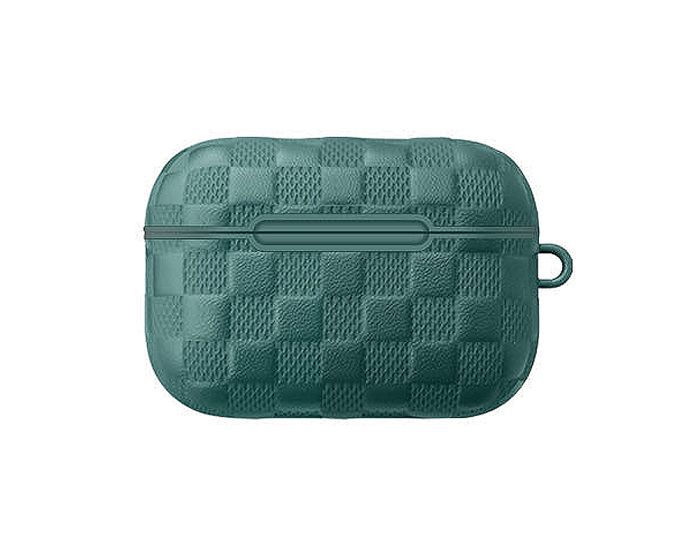 Devia Woven Pattern PU Leather Case Θήκη Μεταφοράς για τα Apple AirPods Pro - Green