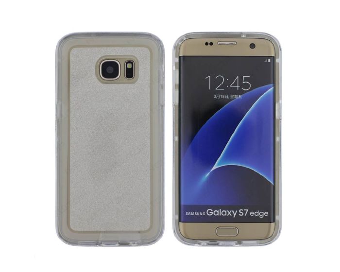NEWTOP Diamond Glitter Slim Fit Silicone & Bumper Case - Θήκη Σιλικόνης Silver (Samsung Galaxy S7 Edge)