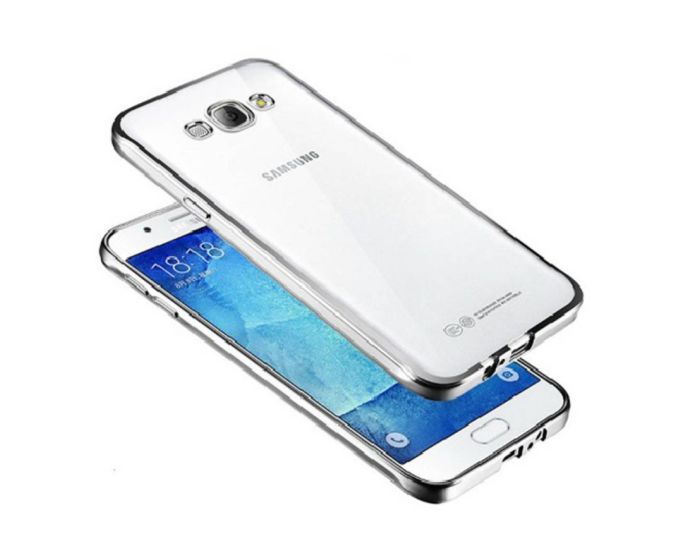 NEWTOP Electro Bumper Silicone Case Slim Fit - Θήκη Σιλικόνης Clear / Silver (Samsung Galaxy J1 II 2016)