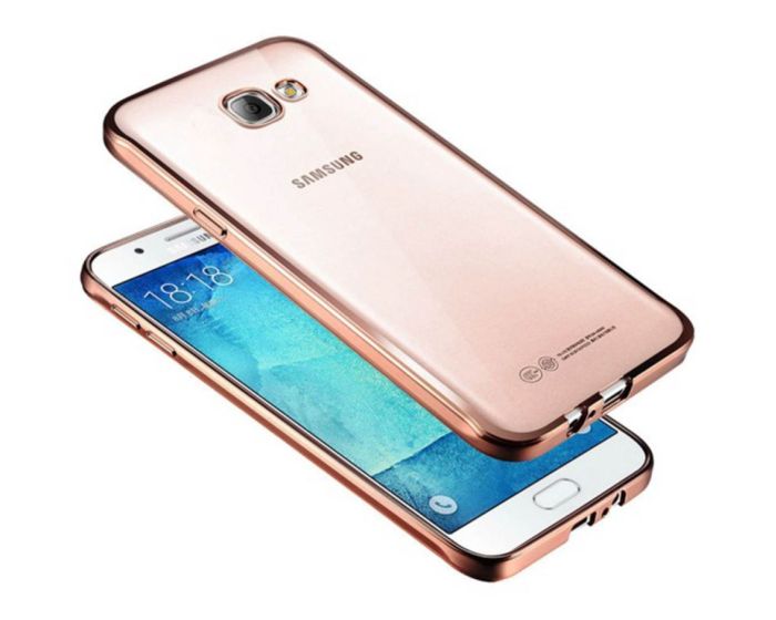 Forcell Electro Bumper Silicone Case Slim Fit - Θήκη Σιλικόνης Clear / Rose (Samsung Galaxy J1 II - 2016)