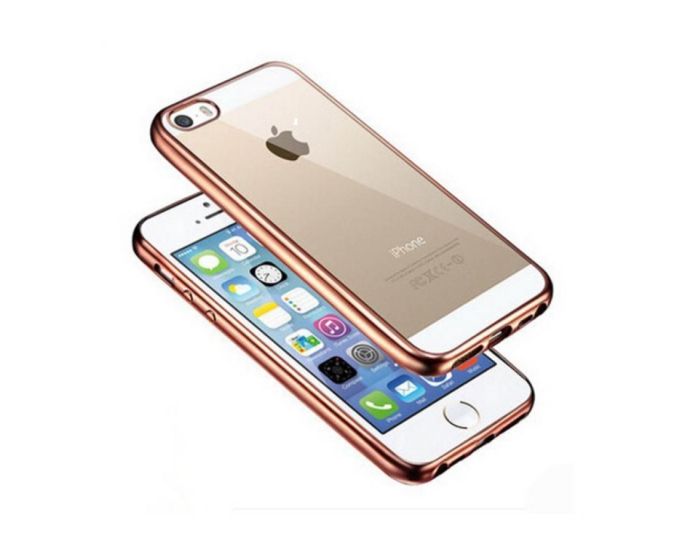 Forcell Electro Bumper Silicone Case Slim Fit - Θήκη Σιλικόνης Clear / Rose Gold (iPhone 5 / 5s / SE)