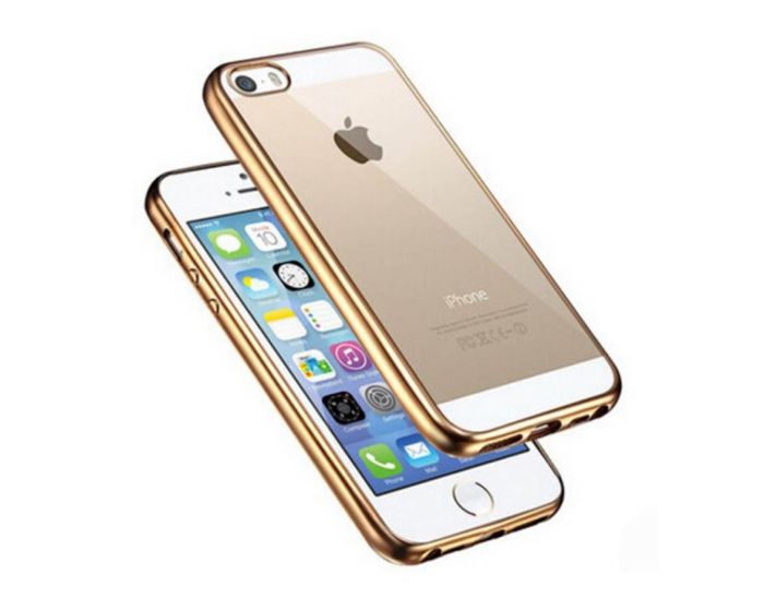 Forcell Electro Bumper Silicone Case Slim Fit - Θήκη Σιλικόνης Clear / Gold (iPhone 5 / 5s / SE)