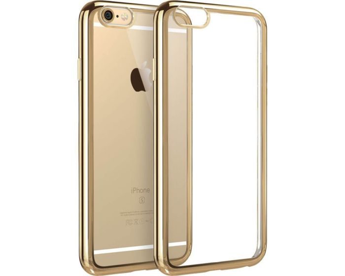 Forcell Electro Bumper Silicone Case Slim Fit - Θήκη Σιλικόνης Clear / Gold (iPhone 6 Plus / 6s Plus)