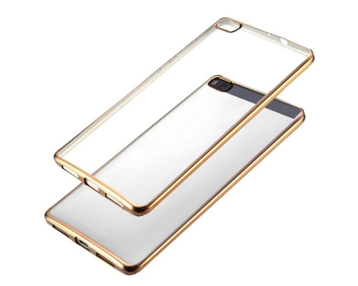 Forcell Electro Bumper Silicone Case Slim Fit - Θήκη Σιλικόνης Clear / Gold (Huawei Ascend P8)