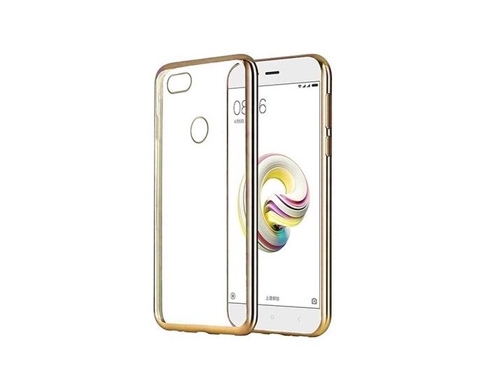 Forcell Electro Bumper TPU Silicone Case Slim Fit - Θήκη Σιλικόνης Clear / Gold (Huawei P9 Lite Mini)