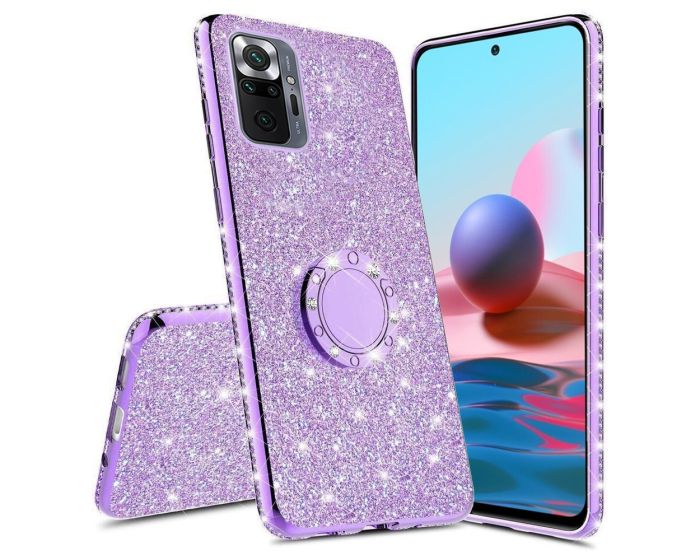 Diamond Ring Case με Electro Bumper και Glitter - Purple (Xiaomi Redmi Note 10 Pro)