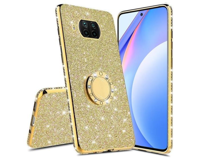 Diamond Ring Case με Electro Bumper και Glitter - Gold (Xiaomi Mi 10T Lite 5G)