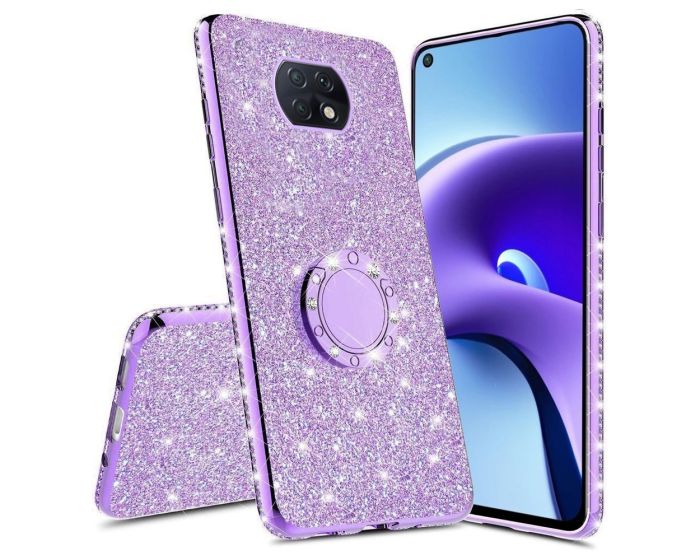 Diamond Ring Case με Electro Bumper και Glitter - Purple (Xiaomi Redmi Note 9T 5G)