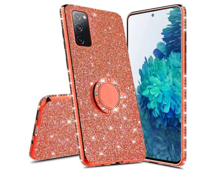 Diamond Ring Case με Electro Bumper και Glitter - Red (Samsung Galaxy S20 FE)