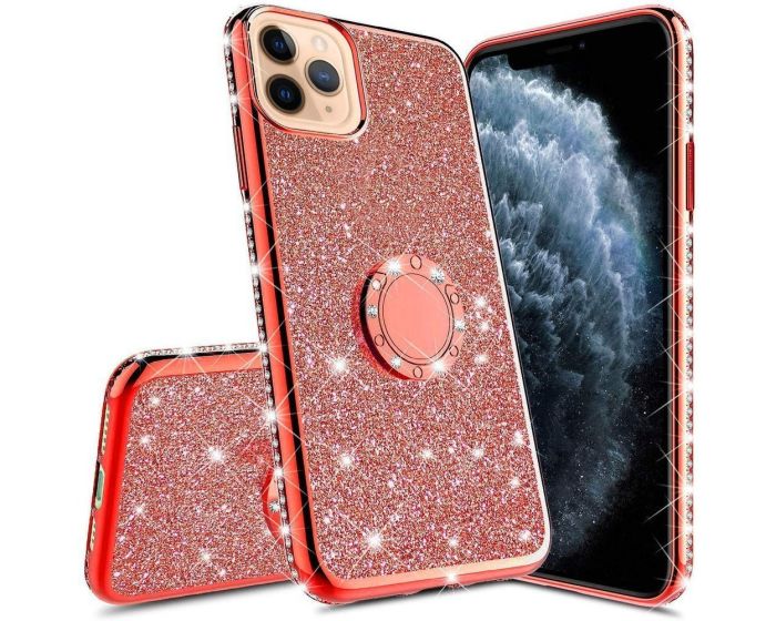 Diamond Ring Case με Electro Bumper και Glitter - Red (iPhone 11 Pro)