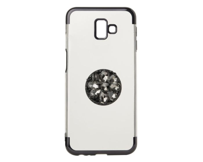 Diamond Stand TPU Silicone Case - Θήκη Σιλικόνης Clear / Black (Samsung Galaxy J6 Plus 2018)