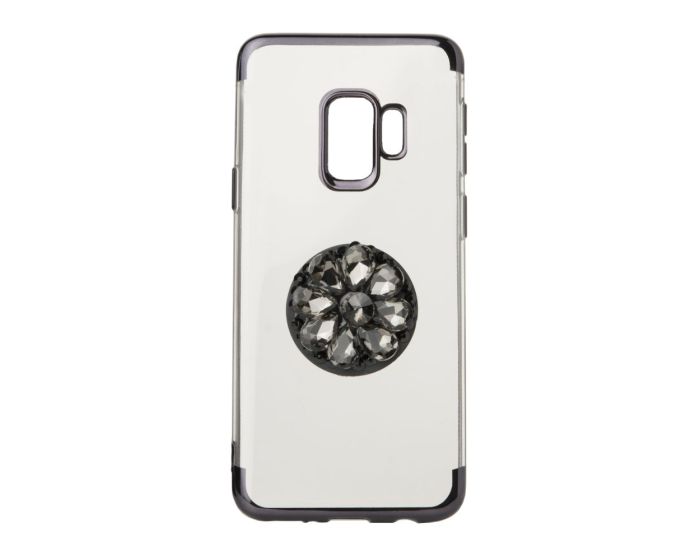 Diamond Stand TPU Silicone Case - Θήκη Σιλικόνης Clear / Black (Samsung Galaxy S9)