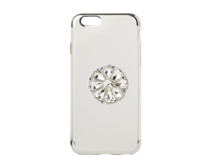 Diamond Stand TPU Silicone Case - Θήκη Σιλικόνης Clear / Silver (iPhone 6 / 6s)