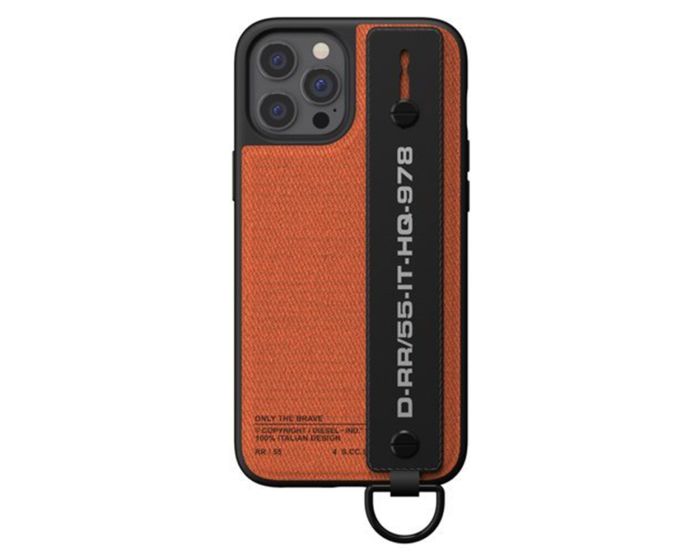 DIESEL Hand Strap Case Ανθεκτική Θήκη Black / Orange (iPhone 12 Pro Max)