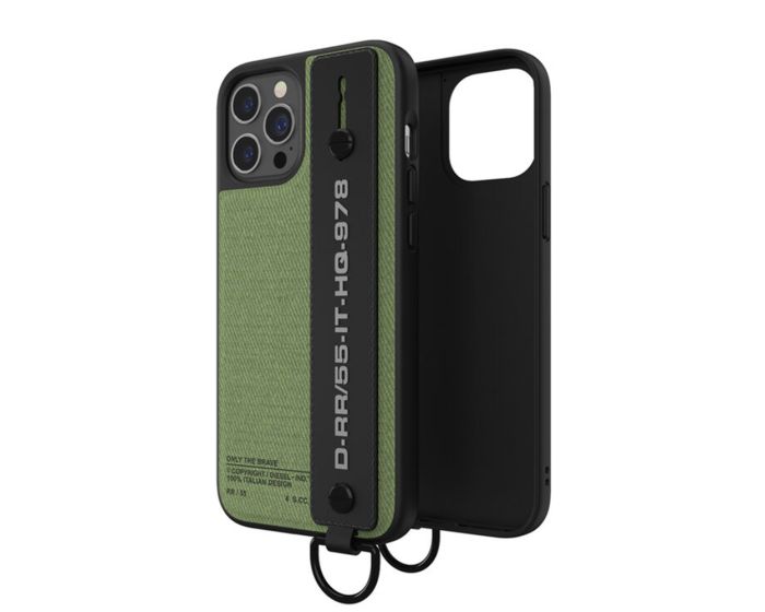 DIESEL Hand Strap Case Ανθεκτική Θήκη Black / Green (iPhone 12 Pro Max)