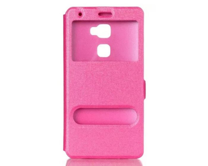 Dual Window Preview Case με Δυνατότητα Πλάγιας Στήριξης - Pink Sparkle (Huawei Ascend Mate S)