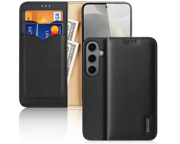 DUX DUCIS Hivo Leather RFID Wallet Case Δερμάτινη Θήκη Πορτοφόλι με Stand - Black (Samsung Galaxy S24)