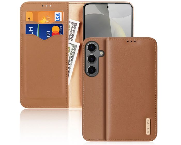 DUX DUCIS Hivo Leather RFID Wallet Case Δερμάτινη Θήκη Πορτοφόλι με Stand - Brown (Samsung Galaxy S24)
