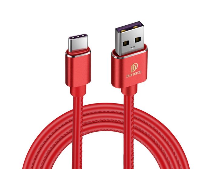 Dux Ducis K-Max Braided Cable Καλώδιο Φόρτισης 5A Super Charge Type-C 1m Red