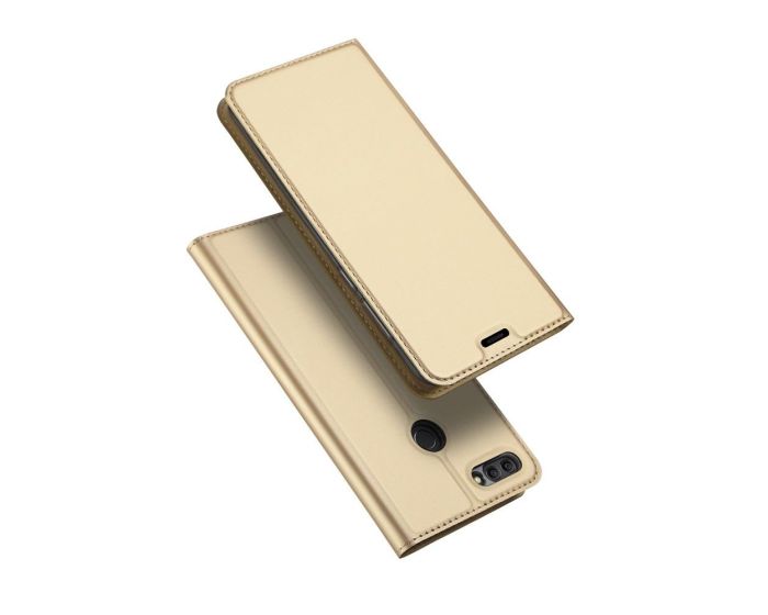 DUX DUCIS SkinPro Wallet Case Θήκη Πορτοφόλι με Δυνατότητα Stand - Gold (Huawei Y9 2018)