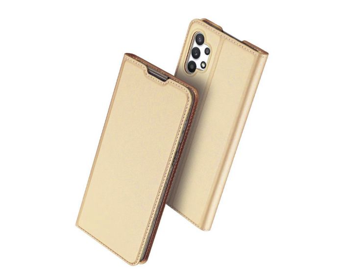 DUX DUCIS SkinPro Wallet Case Θήκη Πορτοφόλι με Stand - Gold (Samsung Galaxy A32 4G)