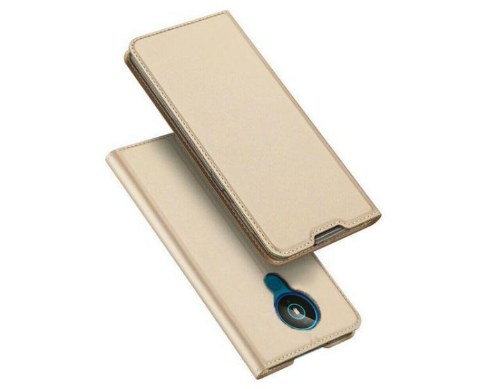 DUX DUCIS SkinPro Wallet Case Θήκη Πορτοφόλι με Stand - Gold (Nokia 1.4)