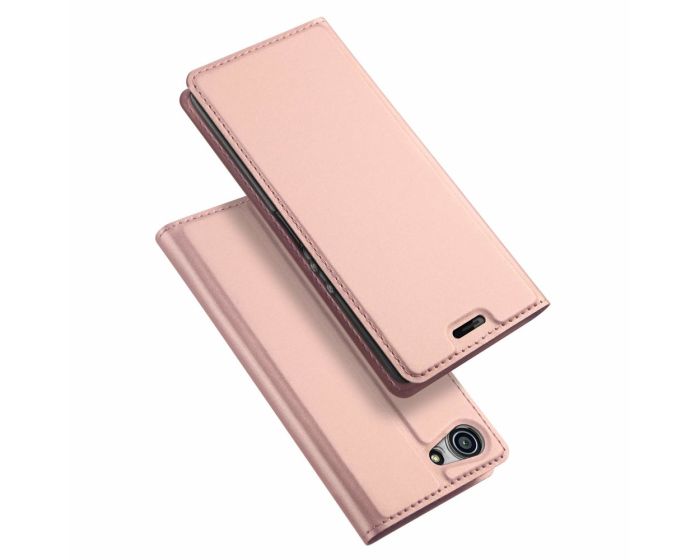 DUX DUCIS SkinPro Wallet Case Θήκη Πορτοφόλι με Stand - Rose Gold (Sony Xperia XZ4 Compact)