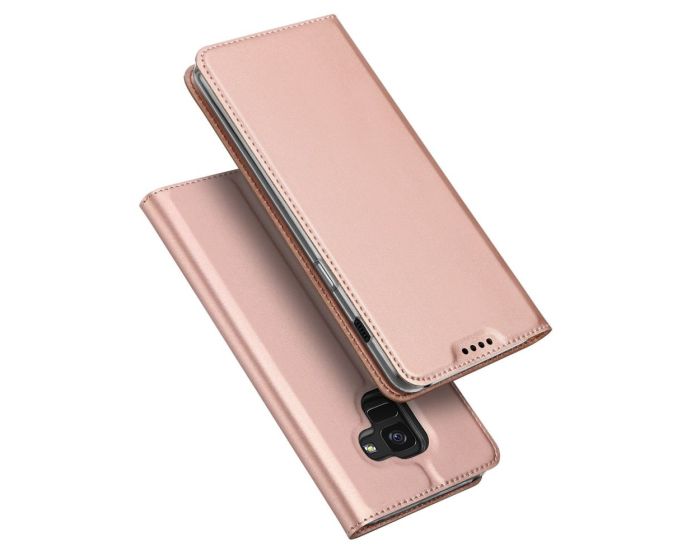 DUX DUCIS SkinPro Wallet Case Θήκη Πορτοφόλι με Stand - Rose Gold (Samsung Galaxy A8 Plus 2018)