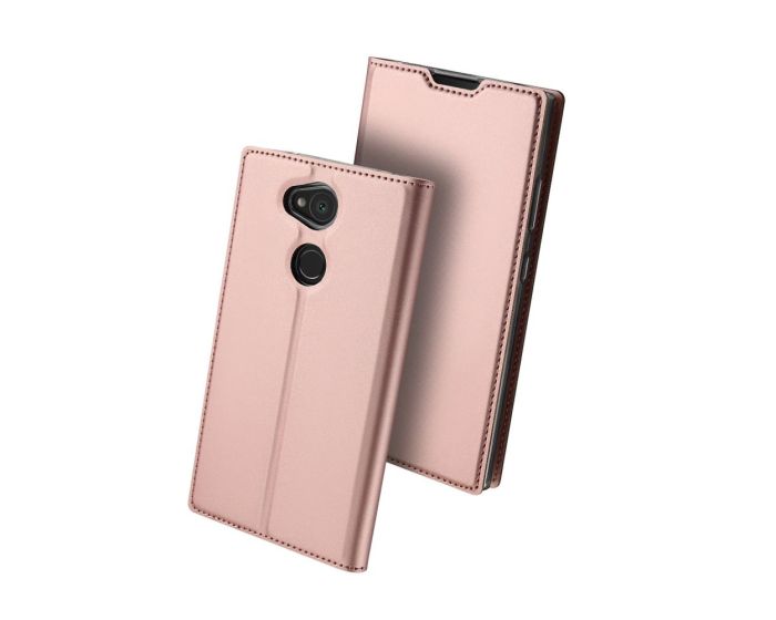 DUX DUCIS SkinPro Wallet Case Θήκη Πορτοφόλι με Stand - Rose Gold (Sony Xperia L2)