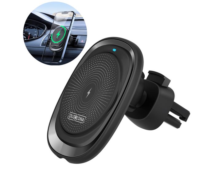 Duzzona V1 Magnetic Magsafe Air Vent Car Holder with Wireless Charger 15W - Black