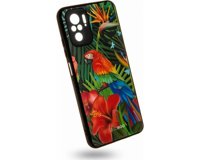 EGOBOO Glass TPU Back Cover Θήκη Jungle Parrot (Xiaomi Redmi Note 10 / 10S / Poco M5s)