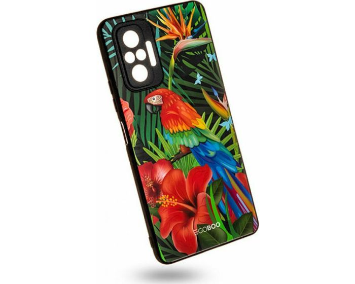 EGOBOO Glass TPU Back Cover Θήκη Jungle Parrot (Xiaomi Redmi Note 10 Pro)