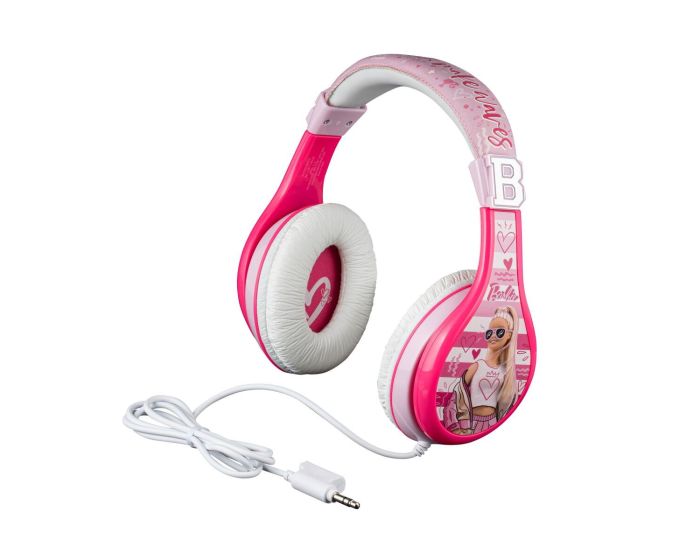eKids Mattel Barbie Headphones (BE-140) Ενσύρματα Παιδικά Ακουστικά με Ασφαλή Μέγιστη Ένταση Ήχου - White / Pink