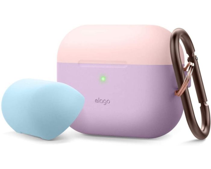 Elago DUO Silicone Hang Case (EAPPDH-LV-LPKPBL) Θήκη Σιλικόνης για Apple AirPods Pro - Lovely Pink / Pastel Blue / Lavender