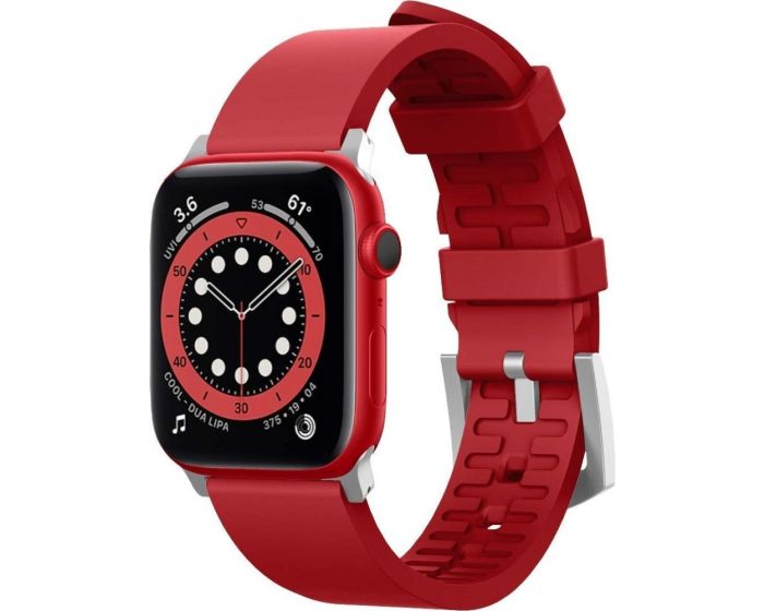 Elago Fluoro Rubber Premium Band (EAW-BAND-44RD) Ανθεκτικό Λουράκι Σιλικόνης για Apple Watch 42/44/45mm 1/2/3/4/5/6/7/SE - Red
