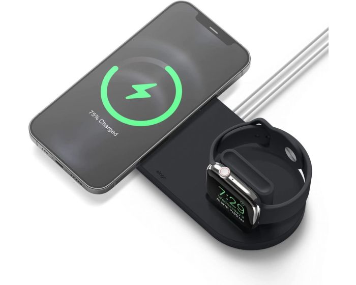 Elago MagSafe Charging Hub Duo (EMSHUB-W-BK) Βάση Σιλικόνης για Ασύρματο Φορτιστή MagSafe / Apple Watch - Black