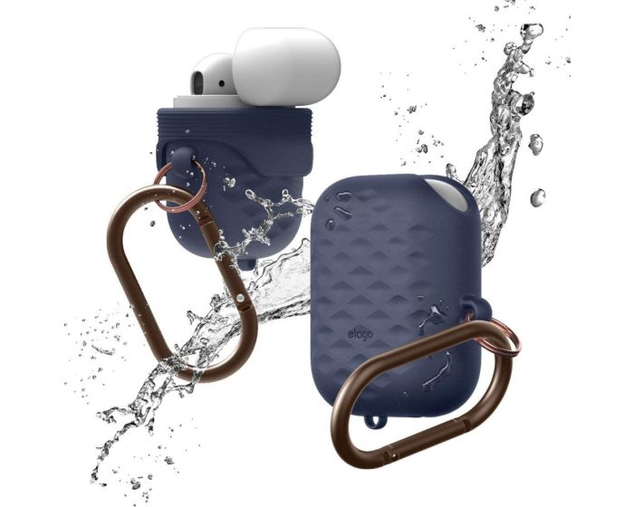 Elago Active Waterproof IP67 Hang Case (EAPWF-ACT-JIN) Αδιάβροχη Θήκη Σιλικόνης για Apple AirPods - Jean Indigo