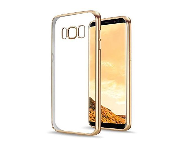 Forcell Electro Bumper Silicone Case Slim Fit - Θήκη Σιλικόνης Clear / Gold (Samsung Galaxy S8 Plus)