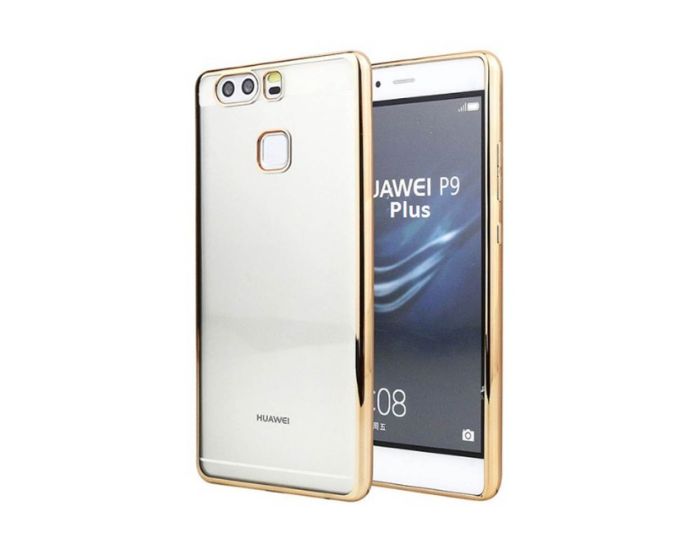 Forcell Electro Bumper Silicone Case Slim Fit - Θήκη Σιλικόνης Clear / Gold (Huawei P10 Plus)