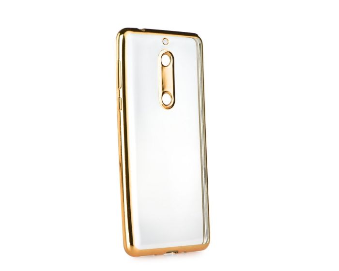 Forcell Electro Bumper TPU Silicone Case Slim Fit - Θήκη Σιλικόνης Clear / Gold (Nokia 5)