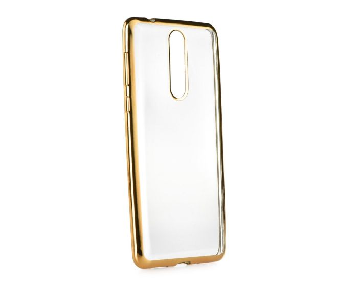 Forcell Electro Bumper TPU Silicone Case Slim Fit - Θήκη Σιλικόνης Clear / Gold (Nokia 8)