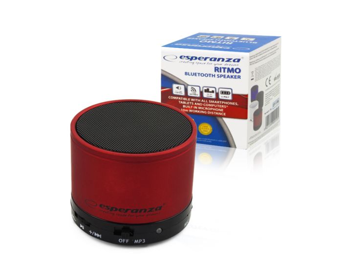 Esperanza Ritmo Bluetooth Mini Speaker Φορητό Ηχείο 3W Dark Red