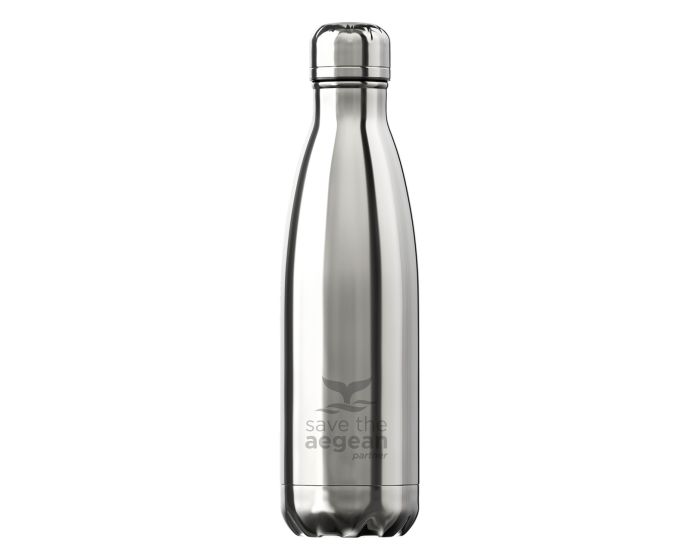 Estia Travel Flask Save The Aegean (01-9021) Stainless Steel Bottle 500ml Θερμός - Nickel Silver