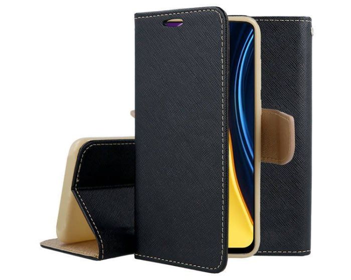 Tel1 Fancy Diary Case Θήκη Πορτοφόλι με δυνατότητα Stand Black / Gold (Xiaomi 12 / 12X)
